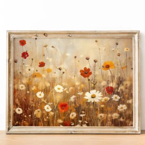 Autumn Wildflowers Wall Art Print, Wildflowers Painting